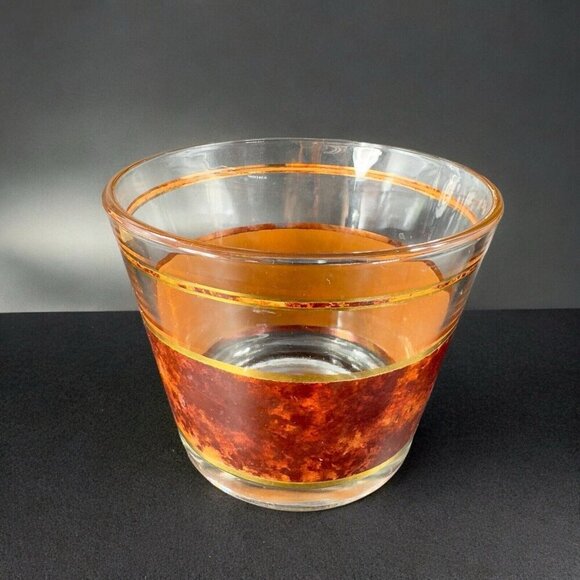 Vintage Mid Century George Briard Brown Marble Ice Bucket Glass Bottle Holder - Picture 2 of 16